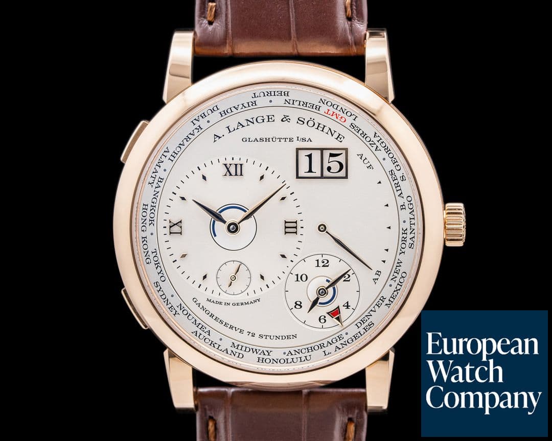 Image of A. Lange and Sohne Lange 1 Time Zone 136.032 18K Rose Gold UNWORN