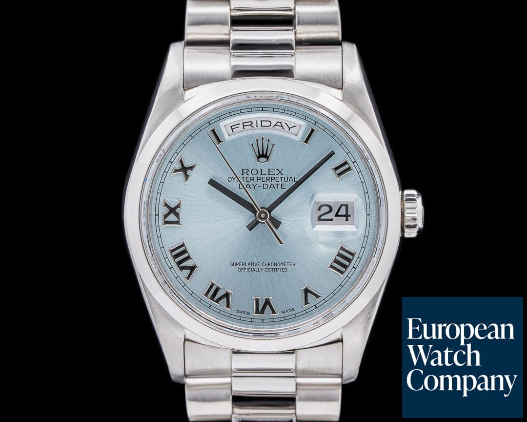 Image of Rolex President 18206 Platinum Glacier Roman Dial