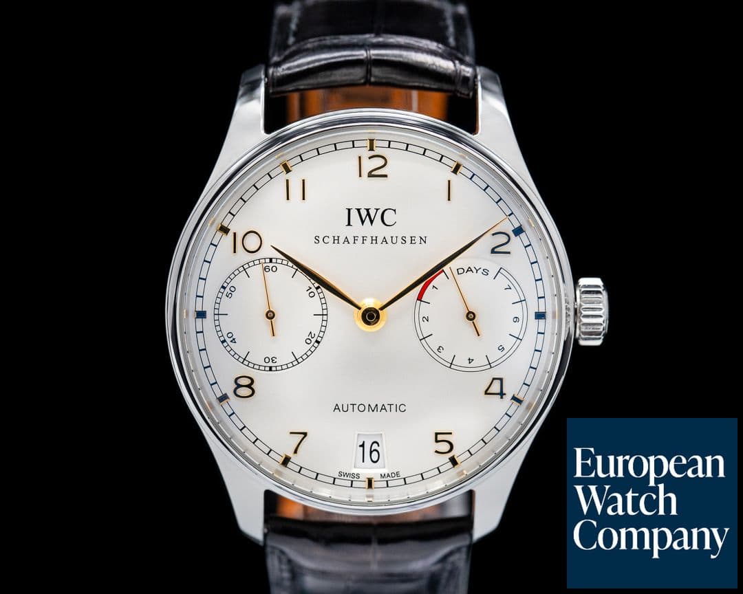 Image of IWC Portuguese 7 Day Automatic SS Silver Dial Rose Numerals