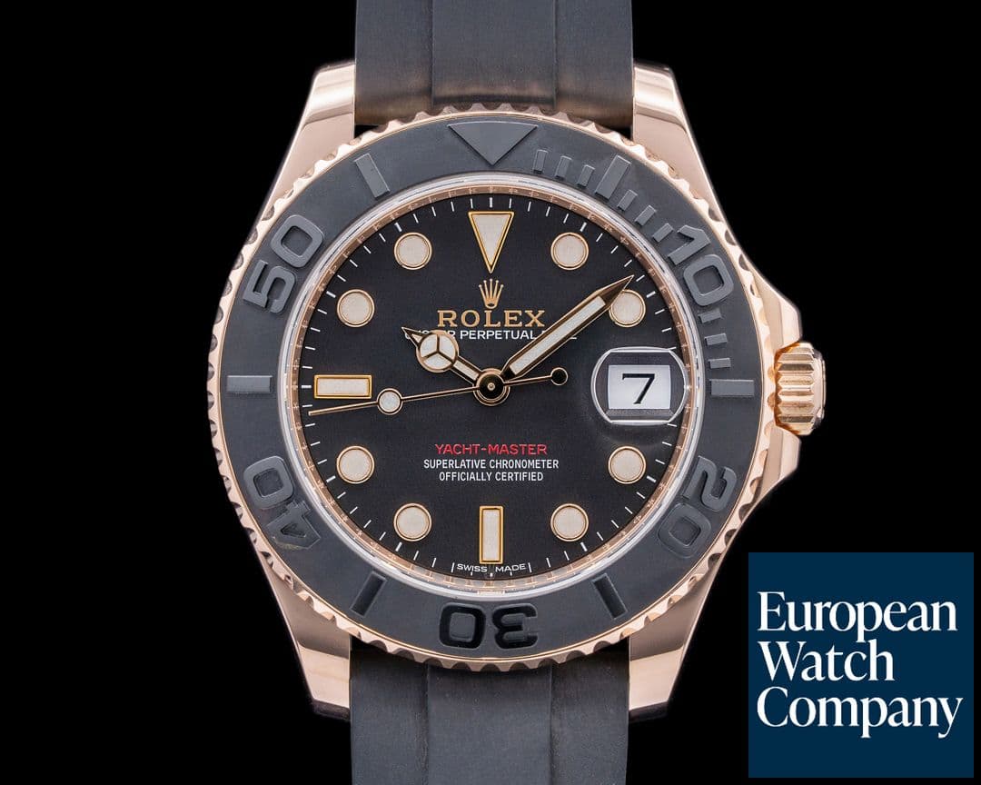 Image of Rolex Yacht Master 18K Rose Gold / Rubber MIDSIZE 37MM