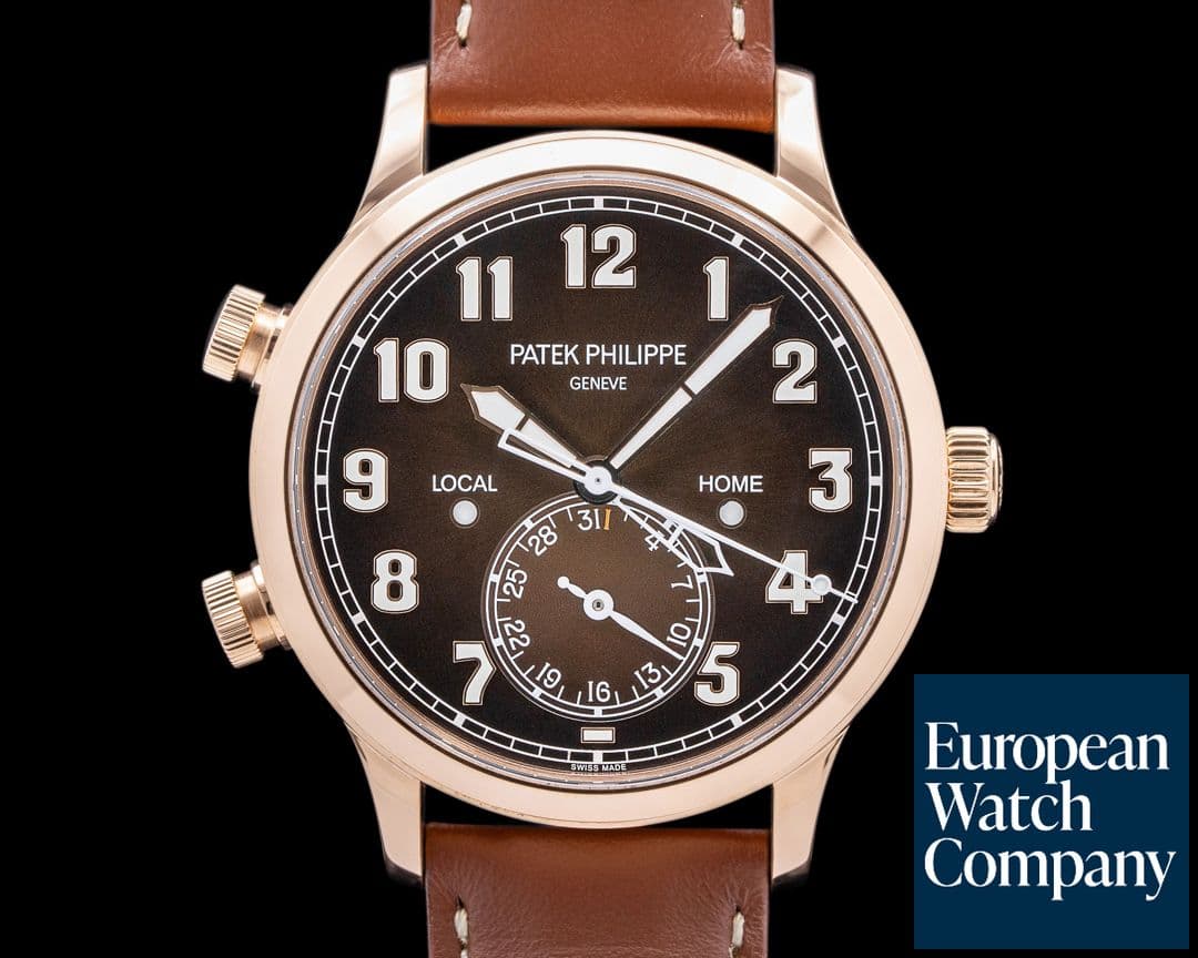 Image of Patek Philippe Calatrava 5524R Pilot Travel Time 18k Rose Gold
