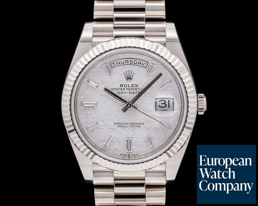 Image of Rolex Day Date 228239 President 18K White Gold Meteorite Baguette Dial