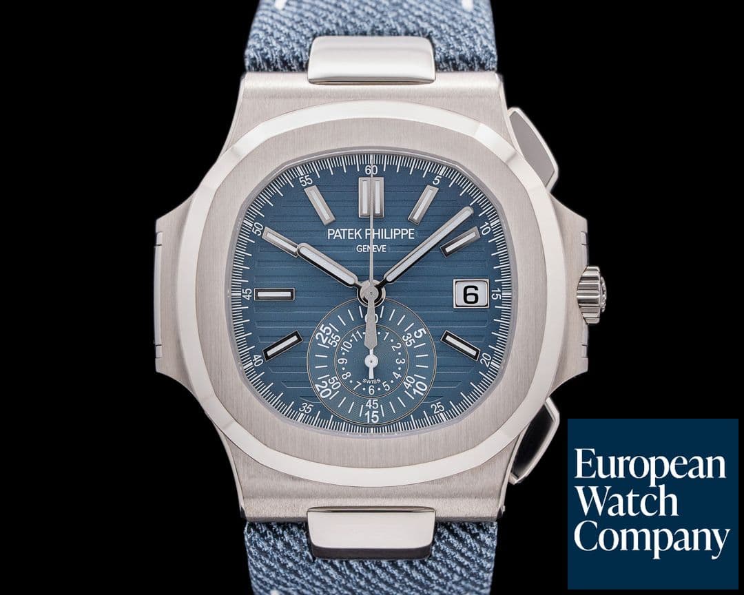 Image of Patek Philippe Nautilus 5980/60G Chronograph 18k WG Blue Dial / Denim UNWORN