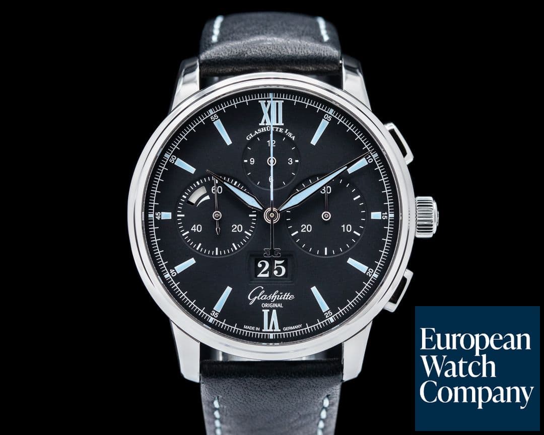 Image of Glashutte Original Senator Chronograph Panorama Date / Black Dial 