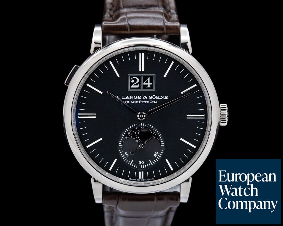 Image of A. Lange and Sohne Saxonia Moon Phase Automatik 384.029 18K White Gold / Black Dial 2022