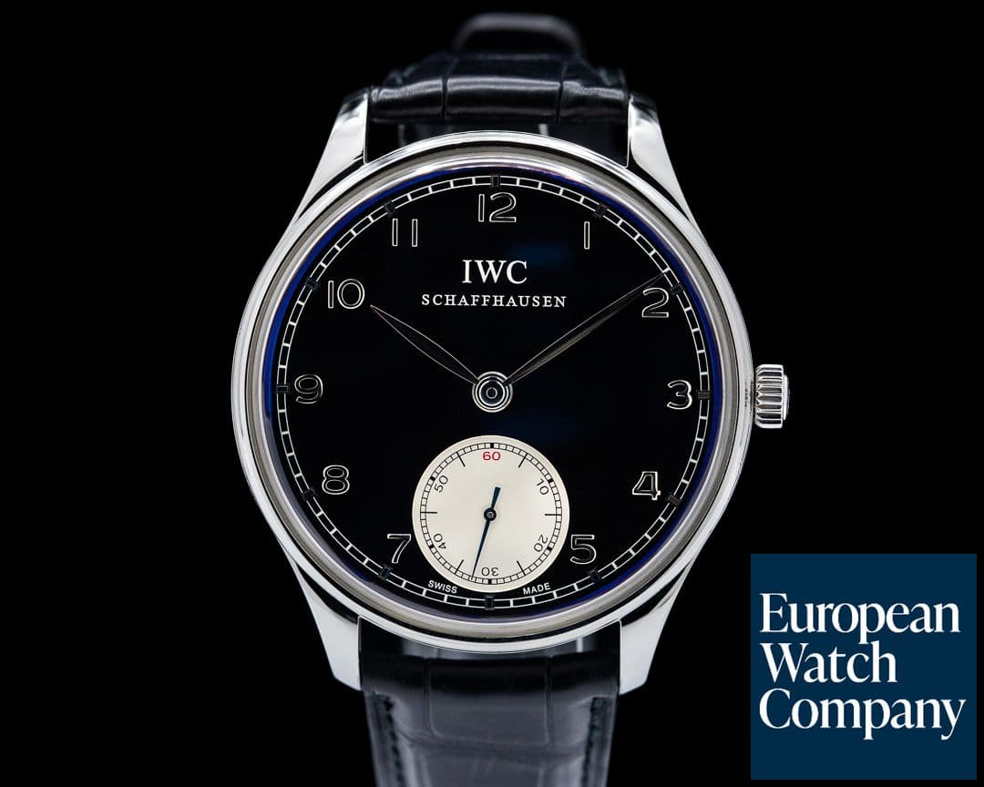 Image of IWC Portuguese Hand Wound SS Black Dial 