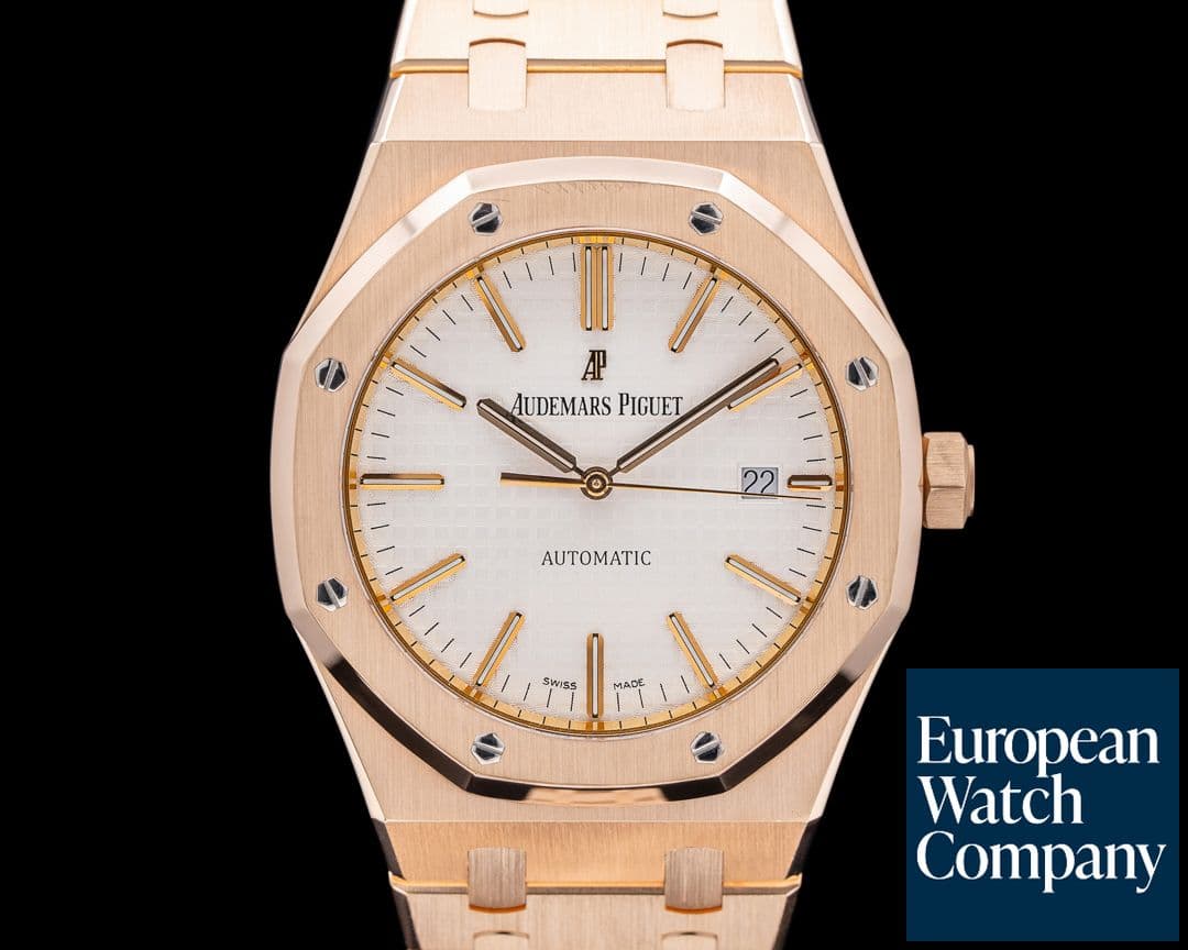 Image of Audemars Piguet Royal Oak 15400OR Jumbo White Dial 18K Rose Gold + Bracelet 