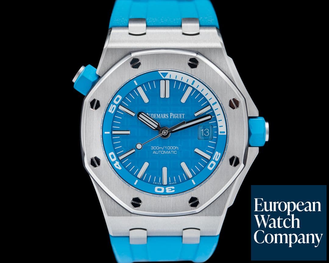 Image of Audemars Piguet Royal Oak Offshore Diver Turquoise Blue "Mega Tapisserie" Dial
