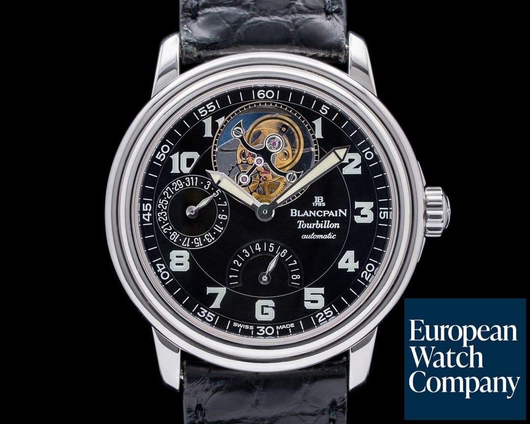 Image of Blancpain Tourbillon Automatic Black Military Dial SS RARE 