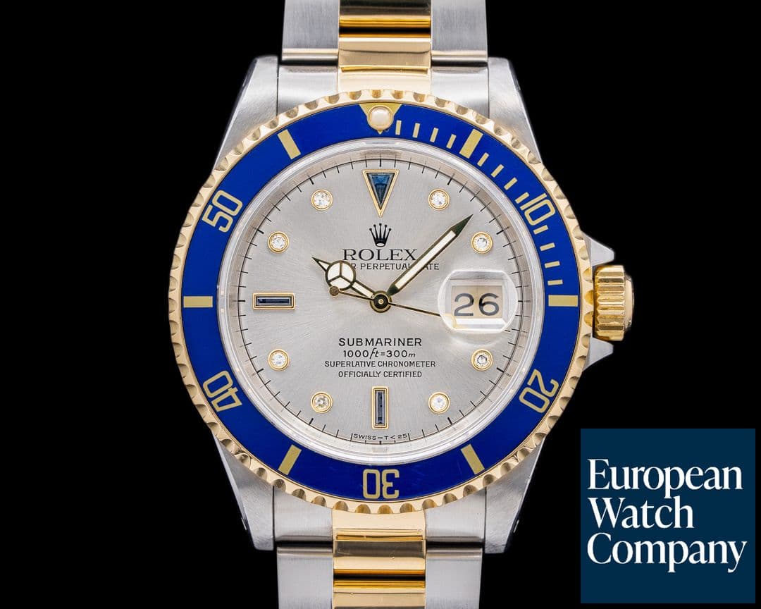 Image of Rolex Submariner 18K / SS Silver Serti Dial 