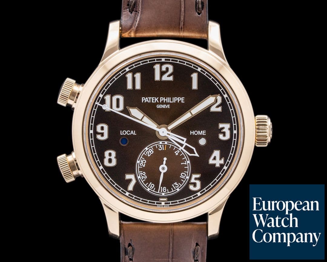 Image of Patek Philippe Mid Size 7234R Calatrava Pilot Travel Time 18k Rose Gold 