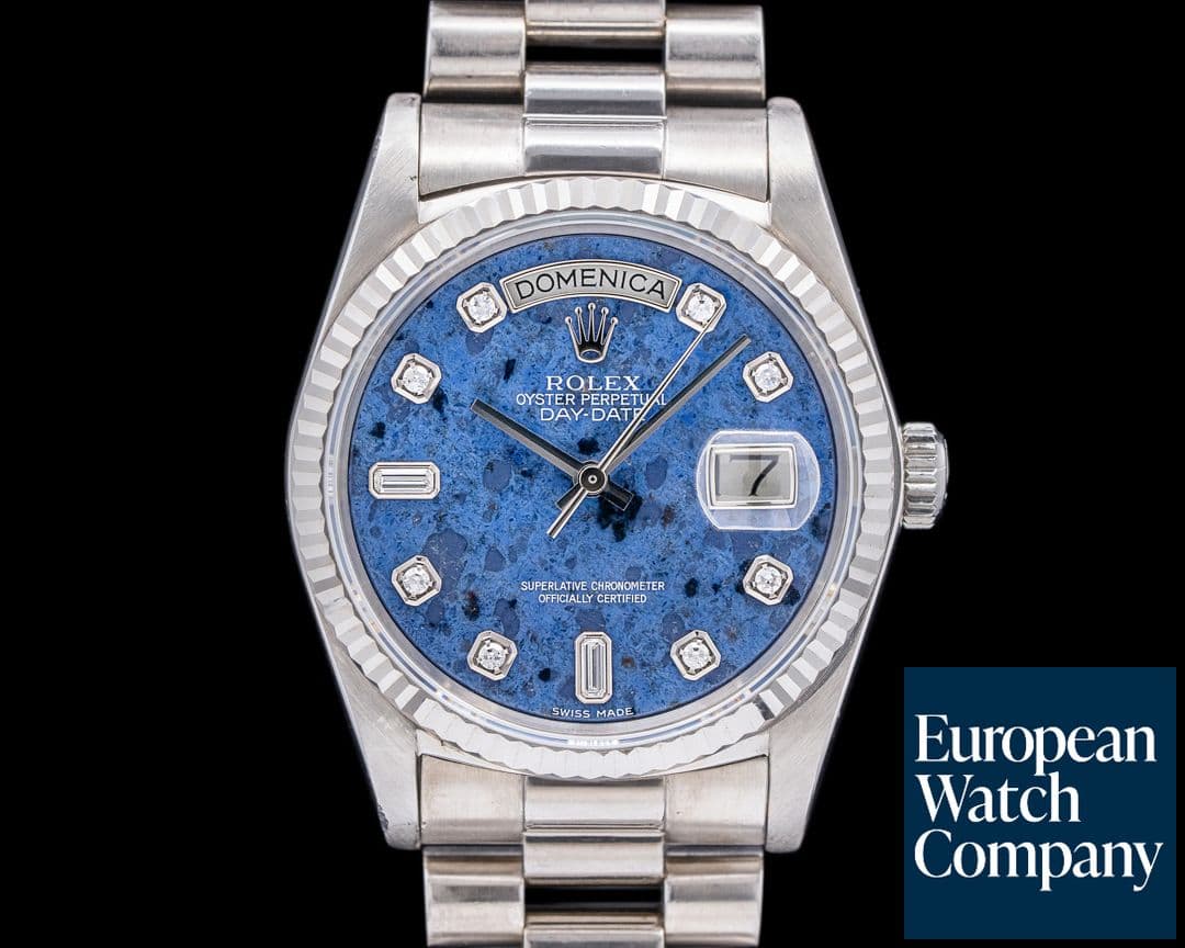 Image of Rolex Day Date 18039 President Sodalite Diamond Dial BOX AND PAPERS RARE