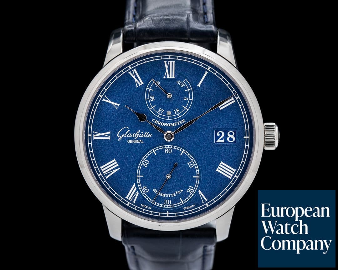 Image of Glashutte Original Senator Chronometer 18K White Gold Blue Dial