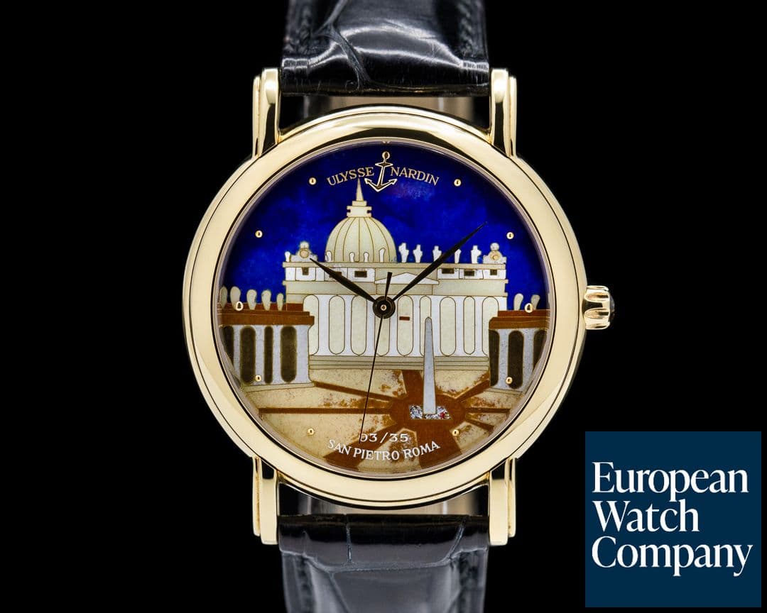 Image of Ulysse Nardin San Marco 18k Yellow Gold "San Pietro Roma" Cloisonne Enamel Dial