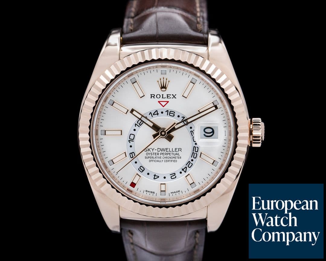 Image of Rolex Sky Dweller 326135 Ivory White Dial Rose Gold / Alligator 2020