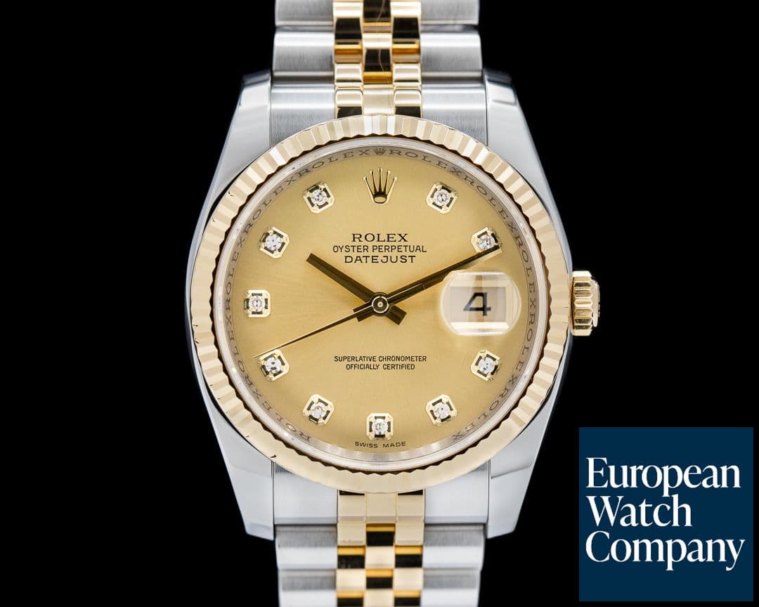 Image of Rolex Datejust Champagne Diamond Dial 18K / SS SERVICED