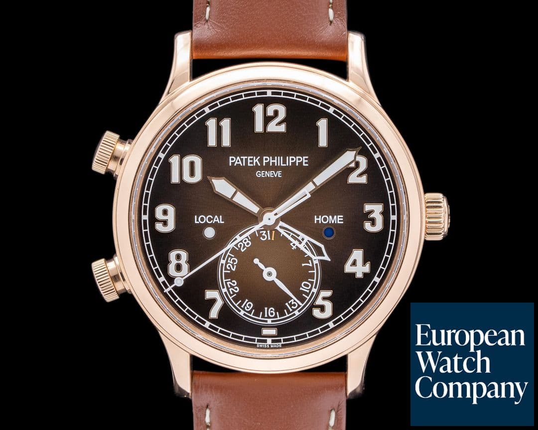 Image of Patek Philippe Calatrava 5524R Pilot Travel Time 18k Rose Gold