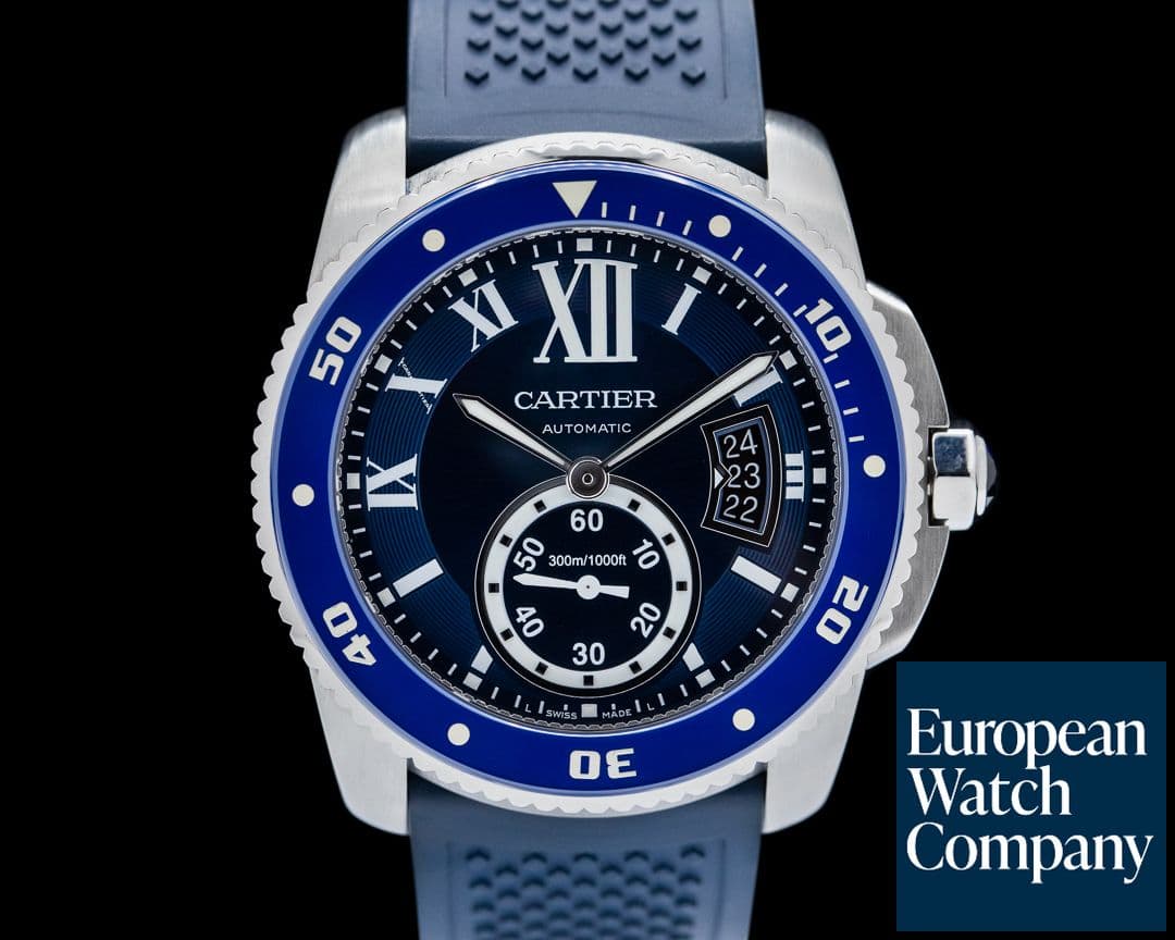 Image of Cartier Calibre de Cartier Blue Dial SS / Rubber 