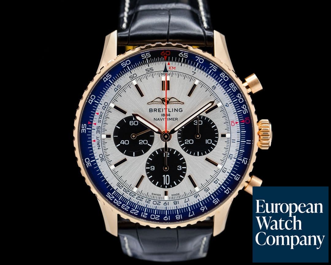 Image of Breitling Navitimer B01 Chronograph 18K Red Gold / Silver Dial 