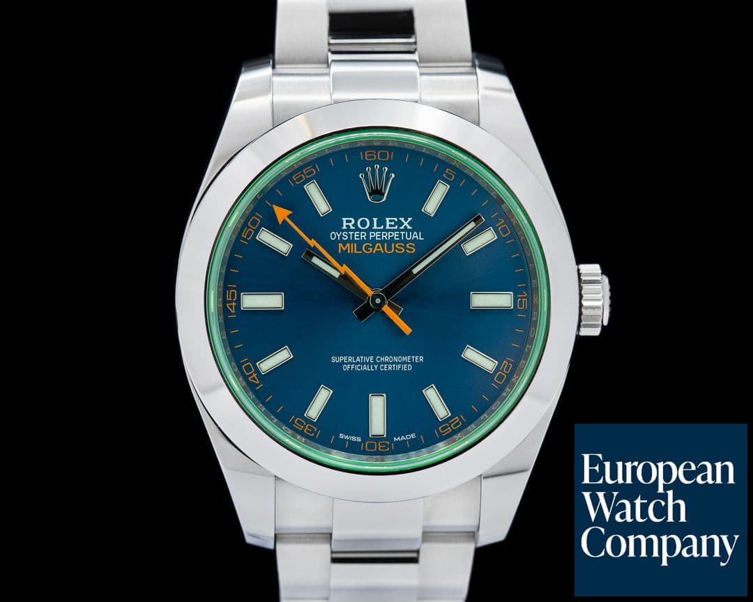 Image of Rolex Milgauss Blue Dial Green Crystal