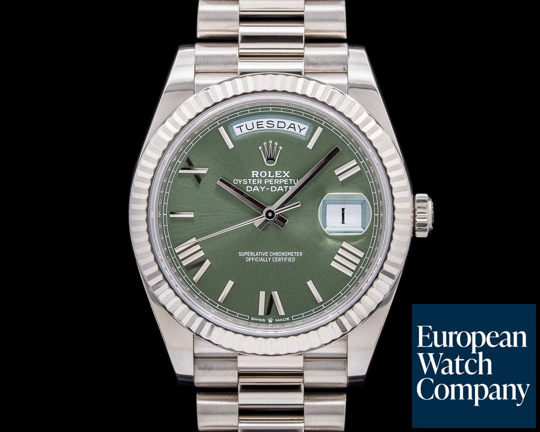 Image of Rolex Day Date 228239 Olive Green Presidential 18K WG 40MM