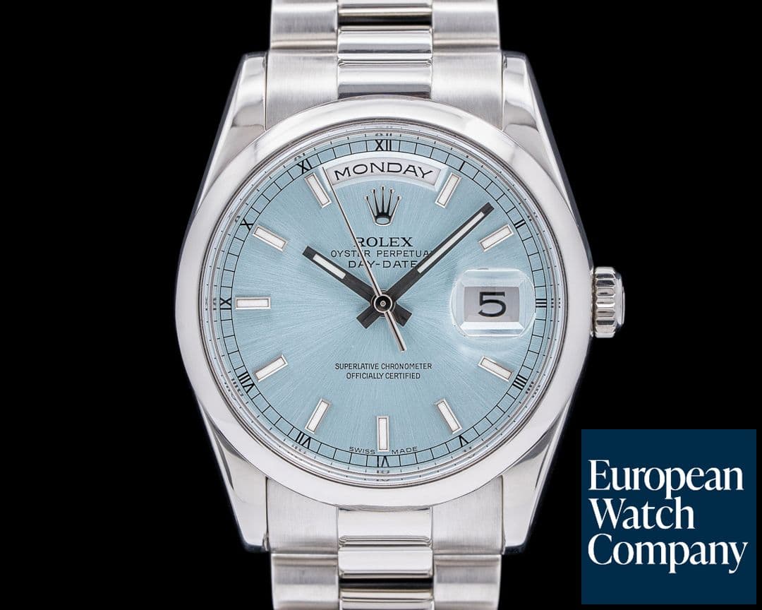 Image of Rolex President Platinum Glacier Stick Markers Box And Papers