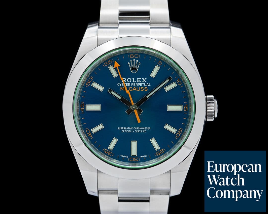 Image of Rolex Milgauss Blue Dial Green Crystal