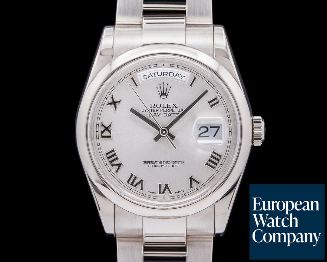 Image of Rolex Day Date Oyster Perpetual grey sunburst Roman 18K White Gold