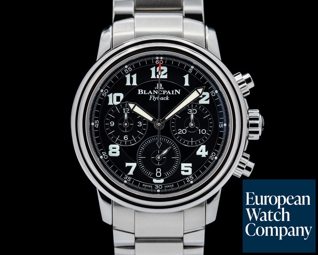 Image of Blancpain Leman Flyback Chronograph Black Dial SS