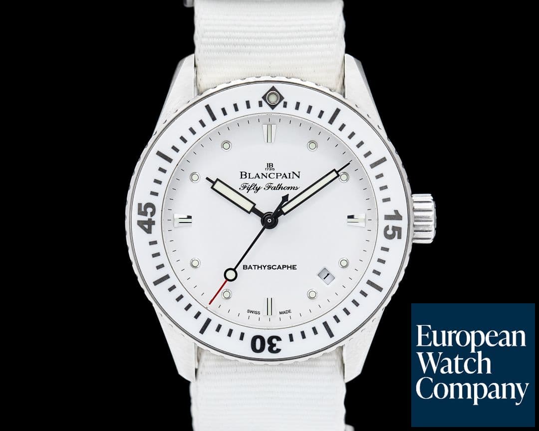 Image of Blancpain Fifty Fathoms Bathyscaphe White Ceramic Bezel 38mm