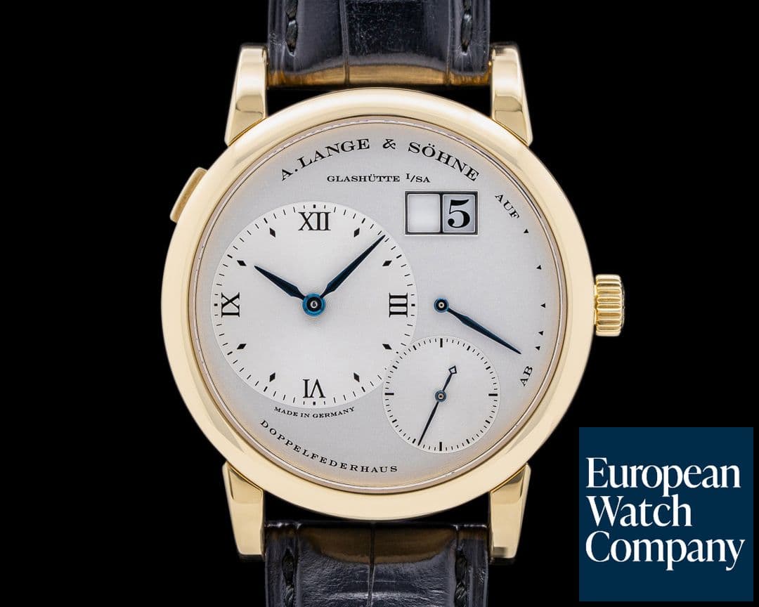 Image of A. Lange and Sohne Lange 1 101.022 18K Yellow Gold Blue Hands Silver Dial
