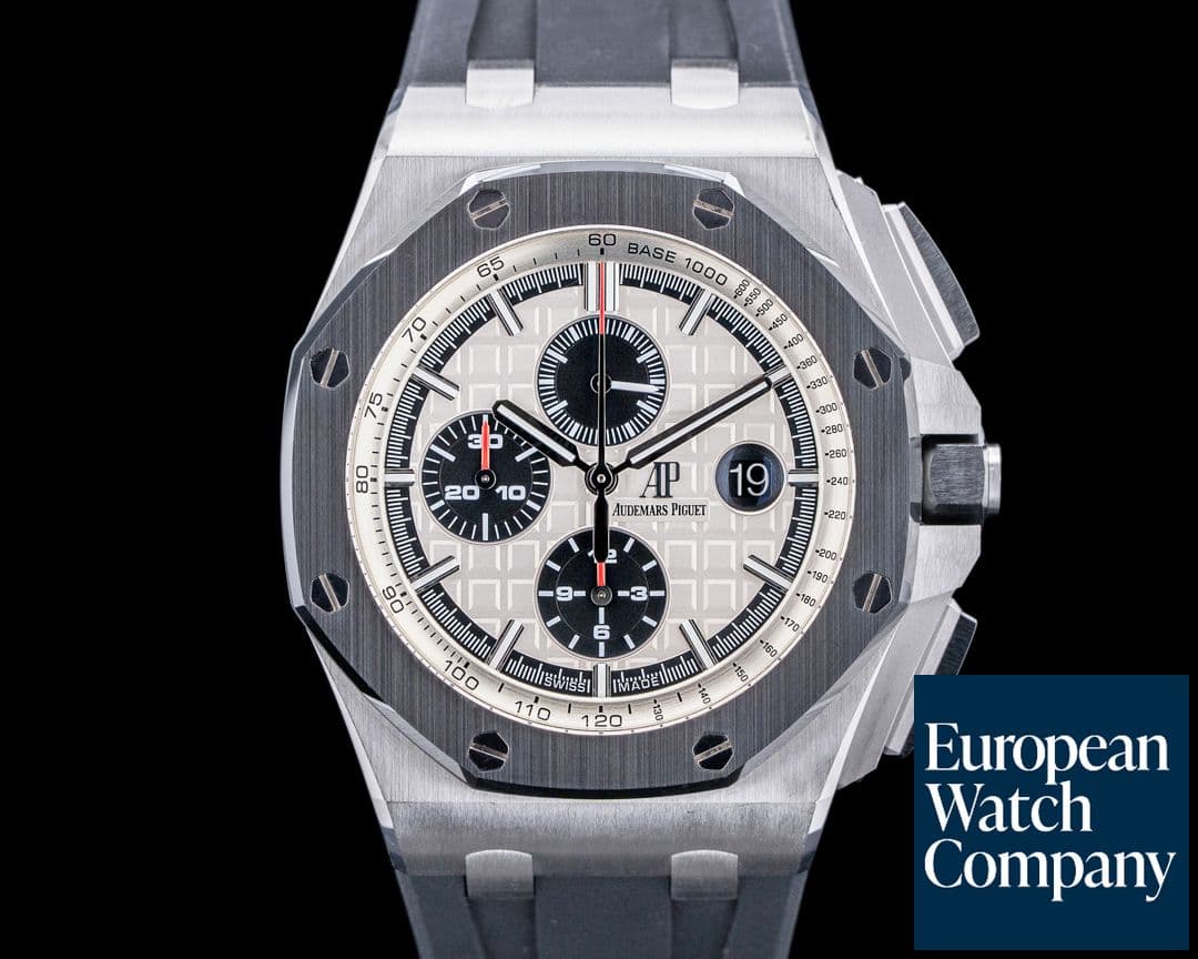 Image of Audemars Piguet Royal Oak Offshore Silver Dial Ceramic Bezel SS / Rubber