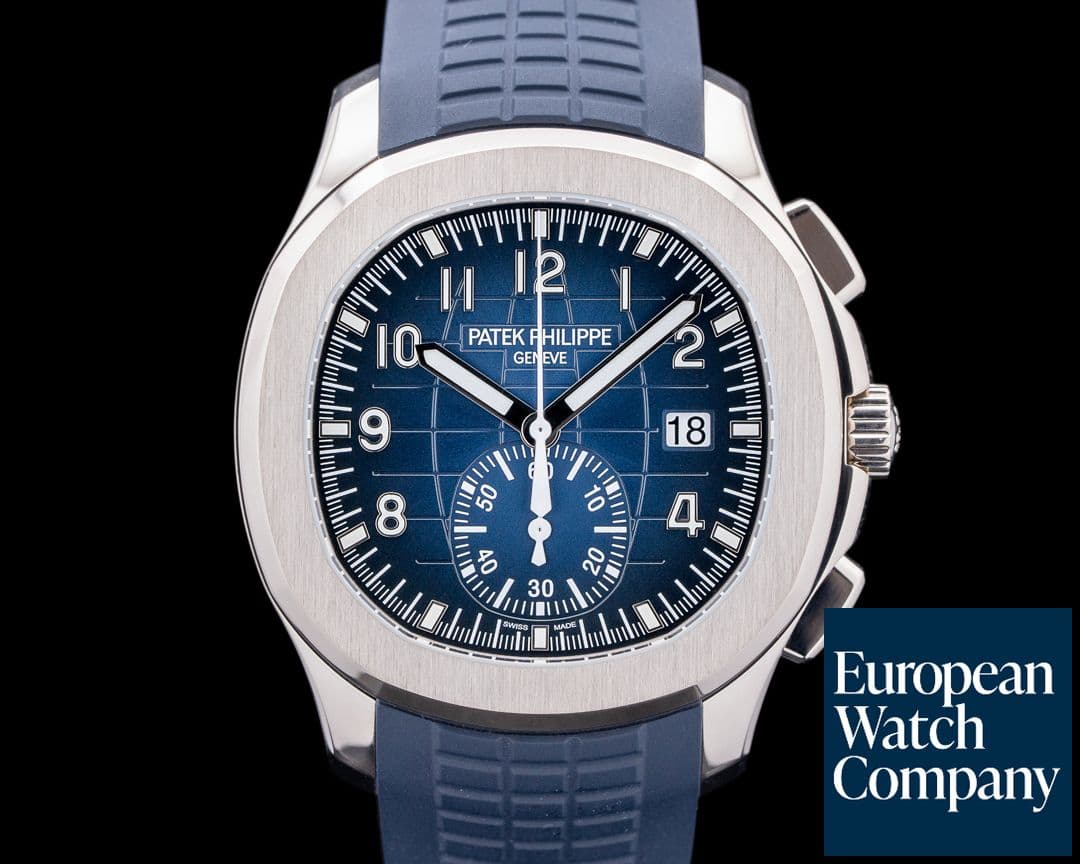 Image of Patek Philippe 5968G Aquanaut Chronograph White Gold Blue Dial