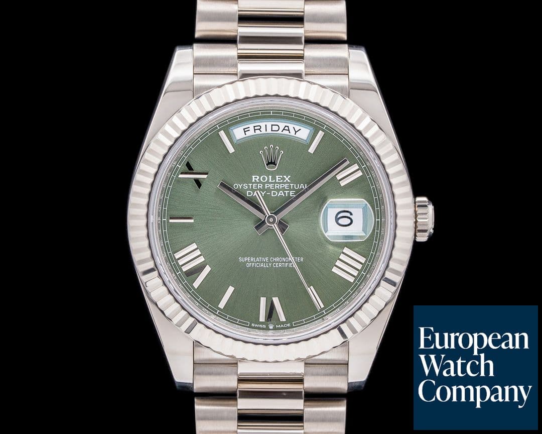 Image of Rolex Day Date 228239 Olive Green Presidential 18K WG 40MM