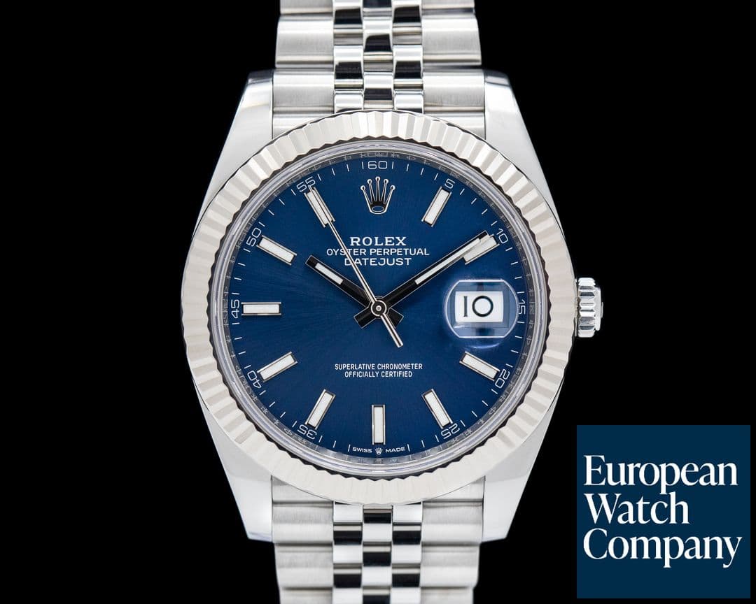 Image of Rolex Datejust 41 126334 Blue Stick Dial SS Jubilee