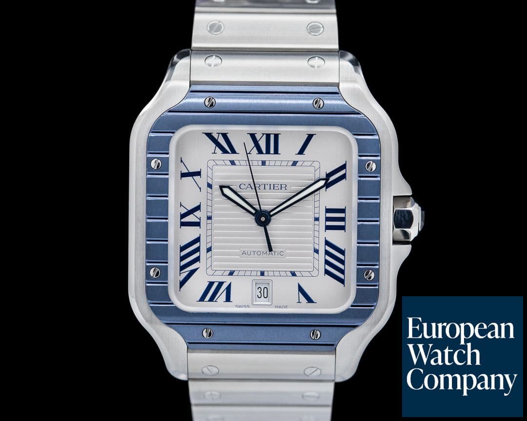 Image of Cartier Santos Large SS / SS White Dial Blue Bezel Automatic