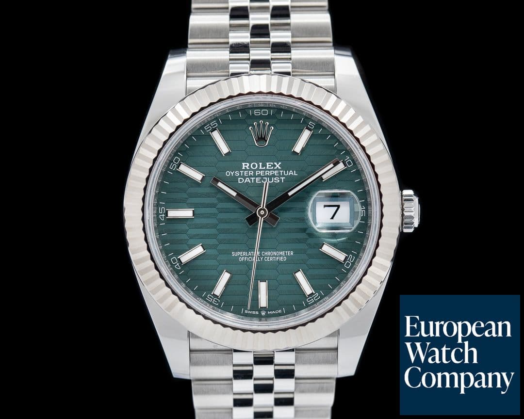Image of Rolex Datejust 41 Mint Stick Motif Dial SS / SS Jubilee 2023