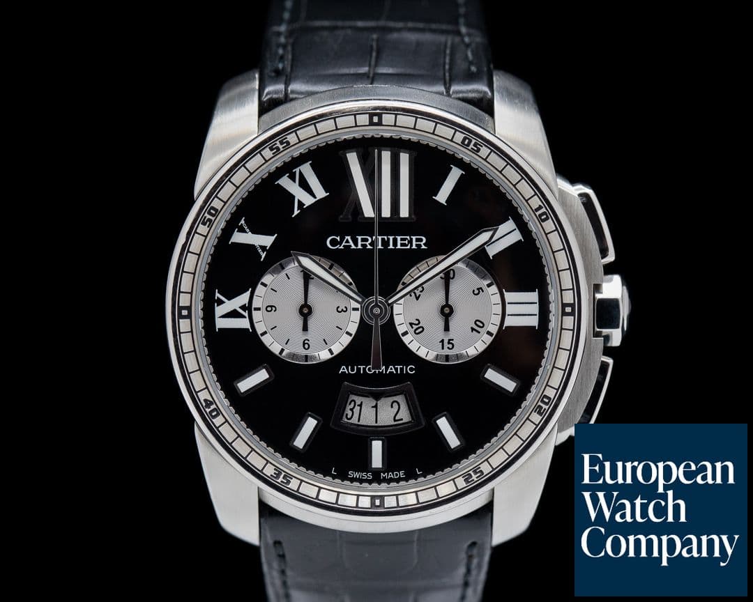 Image of Cartier Calibre de Cartier Chronograph Black Dial SS