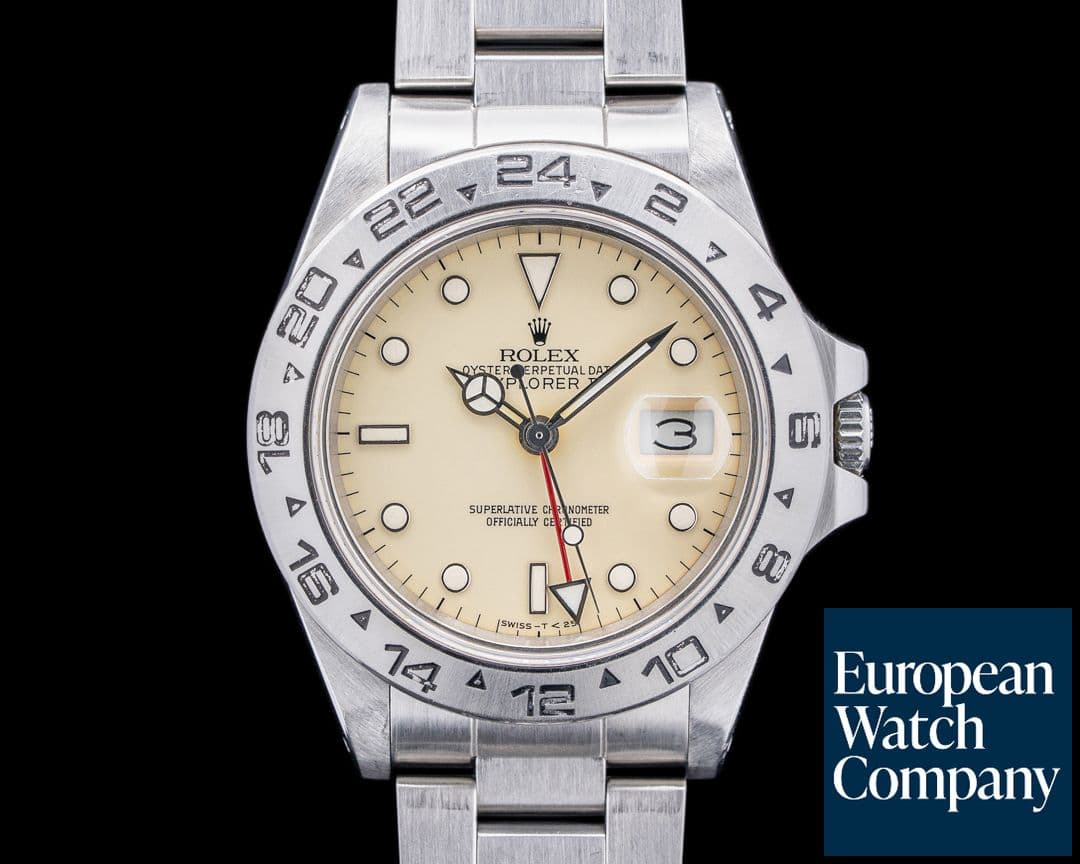 Image of Rolex Explorer II with RARE Transitional Cream Rail Dial SS Stunning
