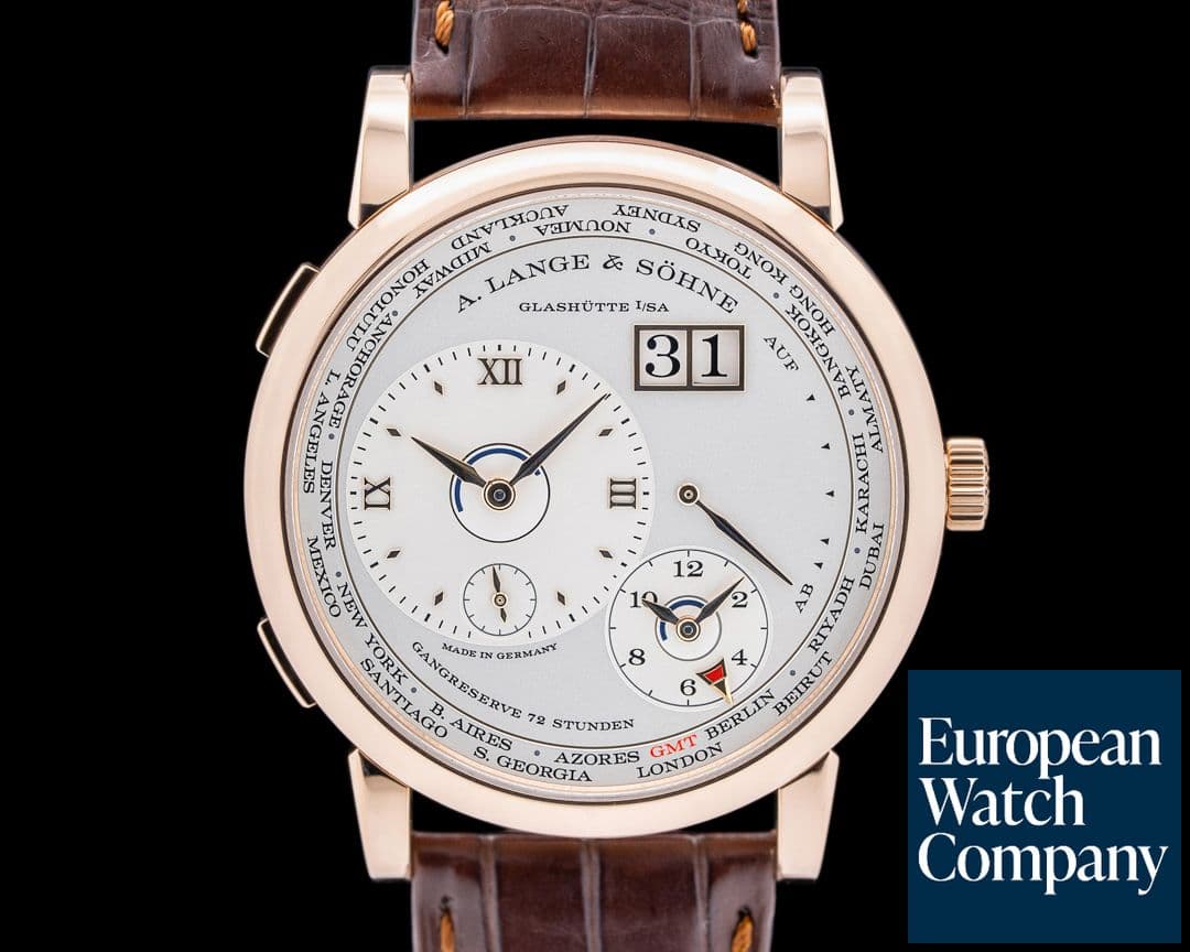 Image of A. Lange and Sohne Lange 1 Time Zone 136.032 18K Rose Gold DEPLOYANT
