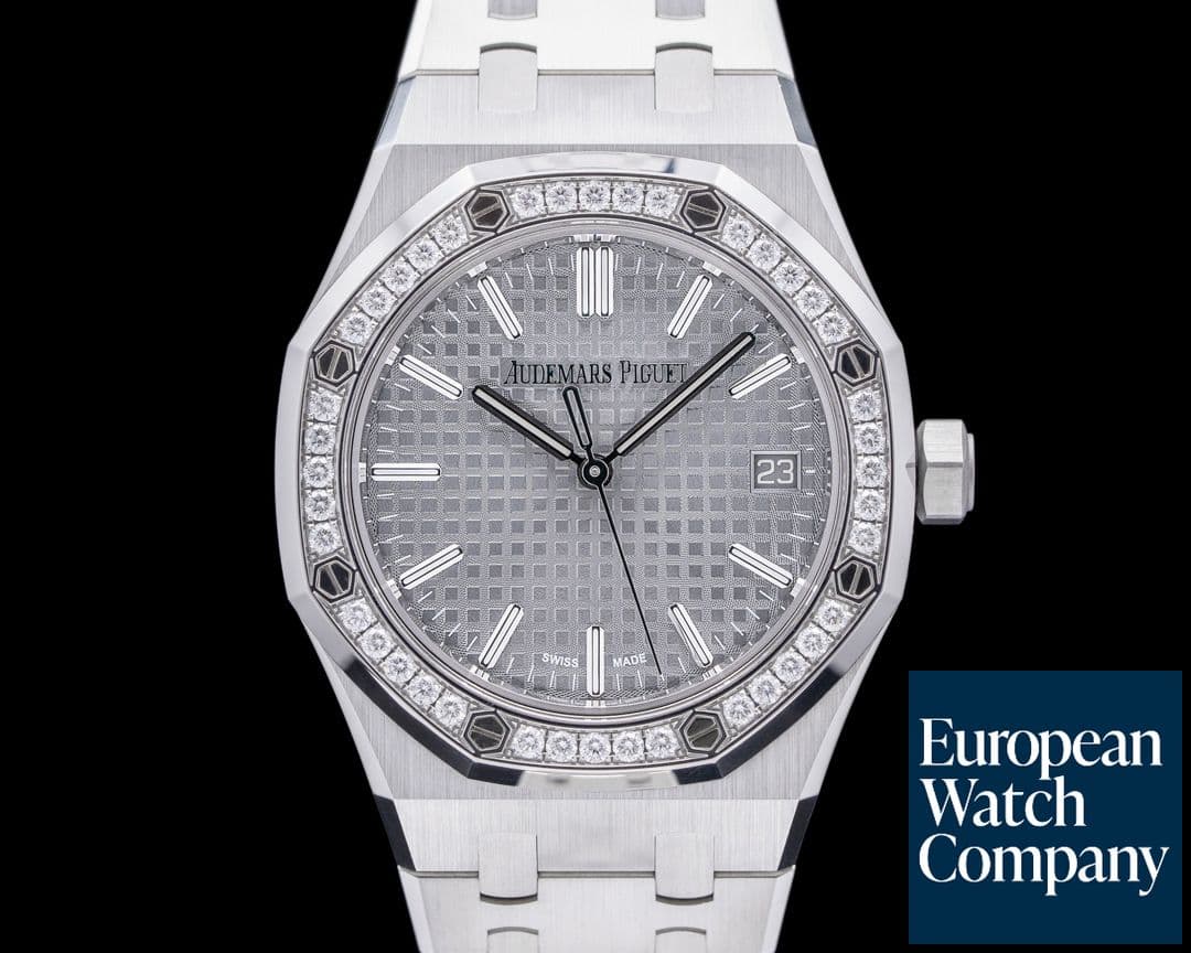 Image of Audemars Piguet Royal Oak 15551ST 50th Anniversary 37mm Grey Dial with Diamonds
