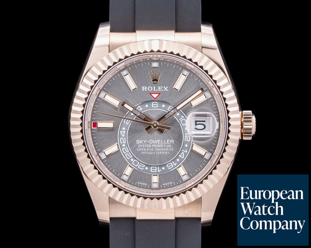 Image of Rolex Sky Dweller 326235 Everose 18K Gold Rhodium Dial / Rubber