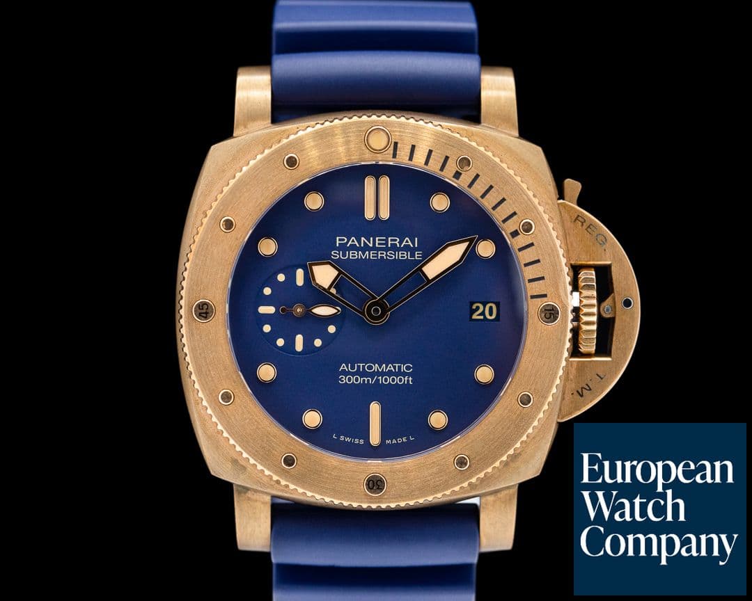 Image of Panerai Submersible 'Baby Bronzo' Blu Abisso PAM01074