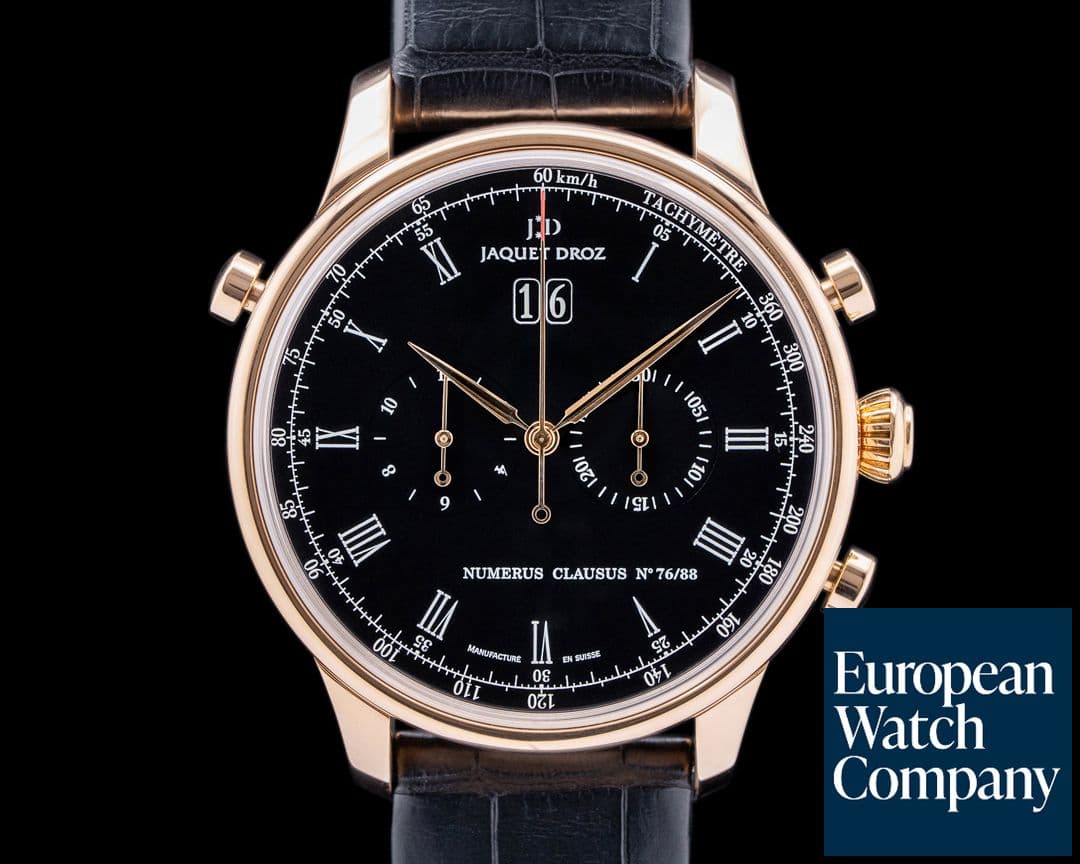 Image of Jaquet Droz Astrale Rattrapante Chronograph 18k Rose Gold Black Dial