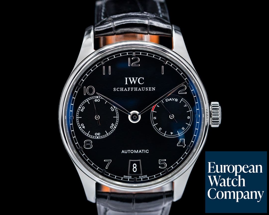 Image of IWC Portuguese 7 Day Automatic SS Black Dial