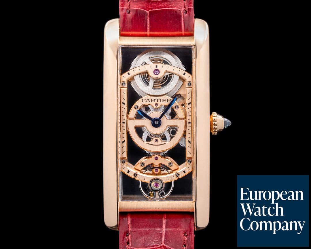 Image of Cartier Tank Cintree WHTA0008 Skeleton 18k Rose Gold LIMITED RARE