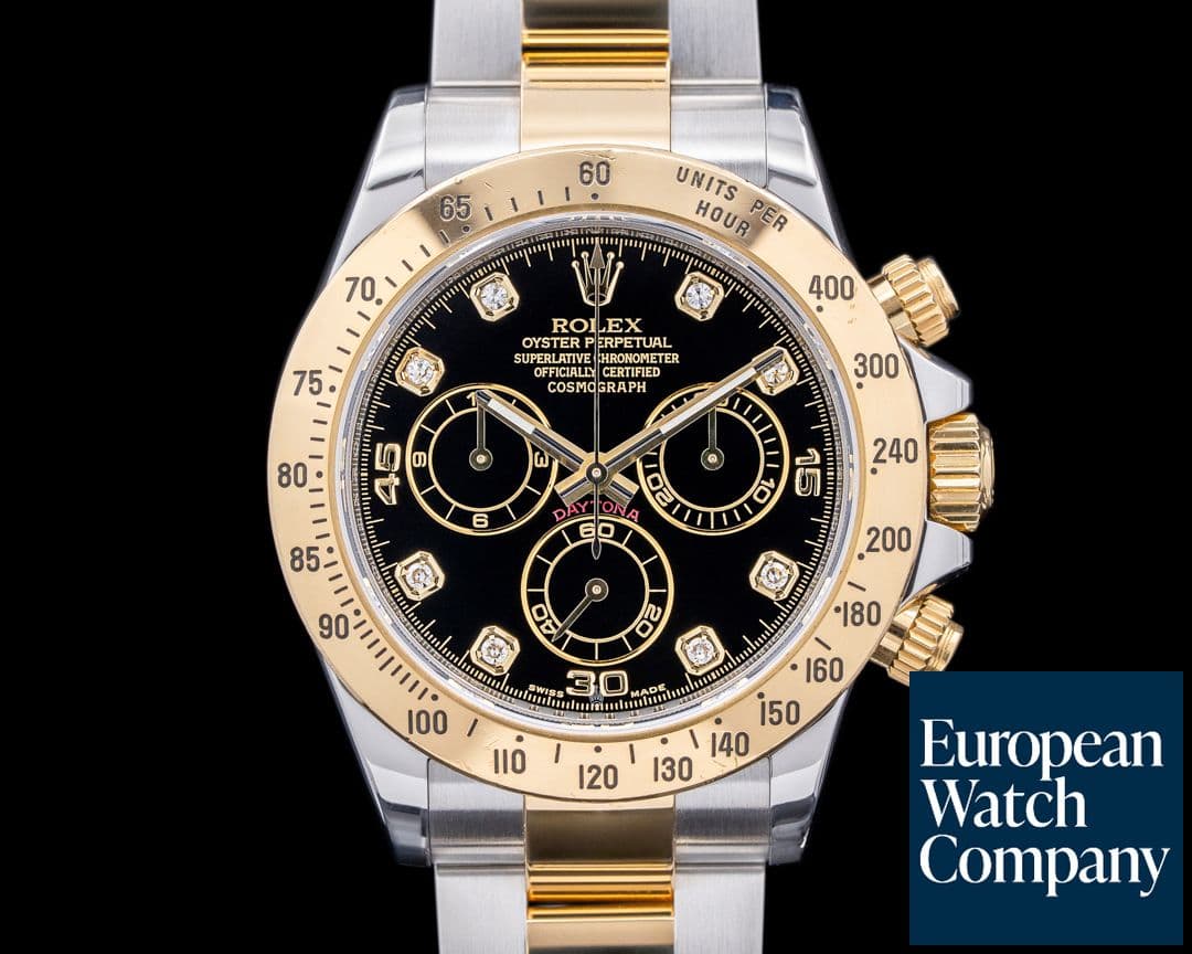 Image of Rolex Daytona Black Diamond Dial 18K Yellow Gold / SS