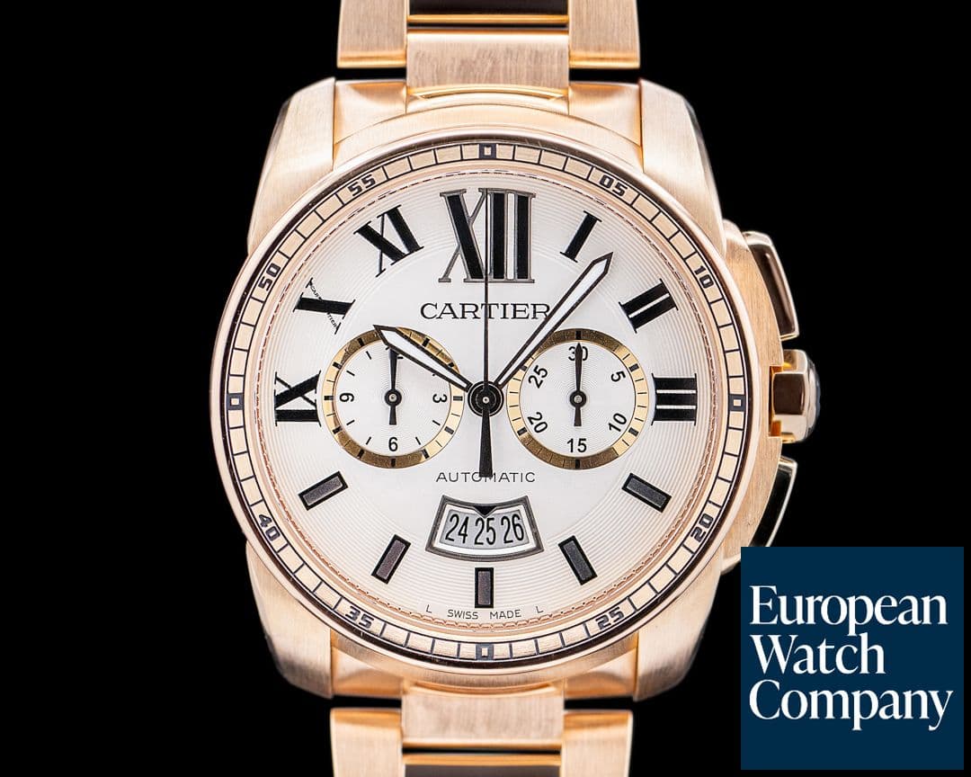 Image of Cartier Calibre de Cartier Chronograph Silver Dial RG