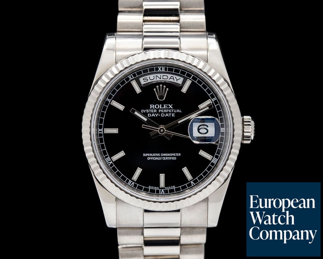 Image of Rolex Day Date President Black Stick Dial 18K WG 36mm