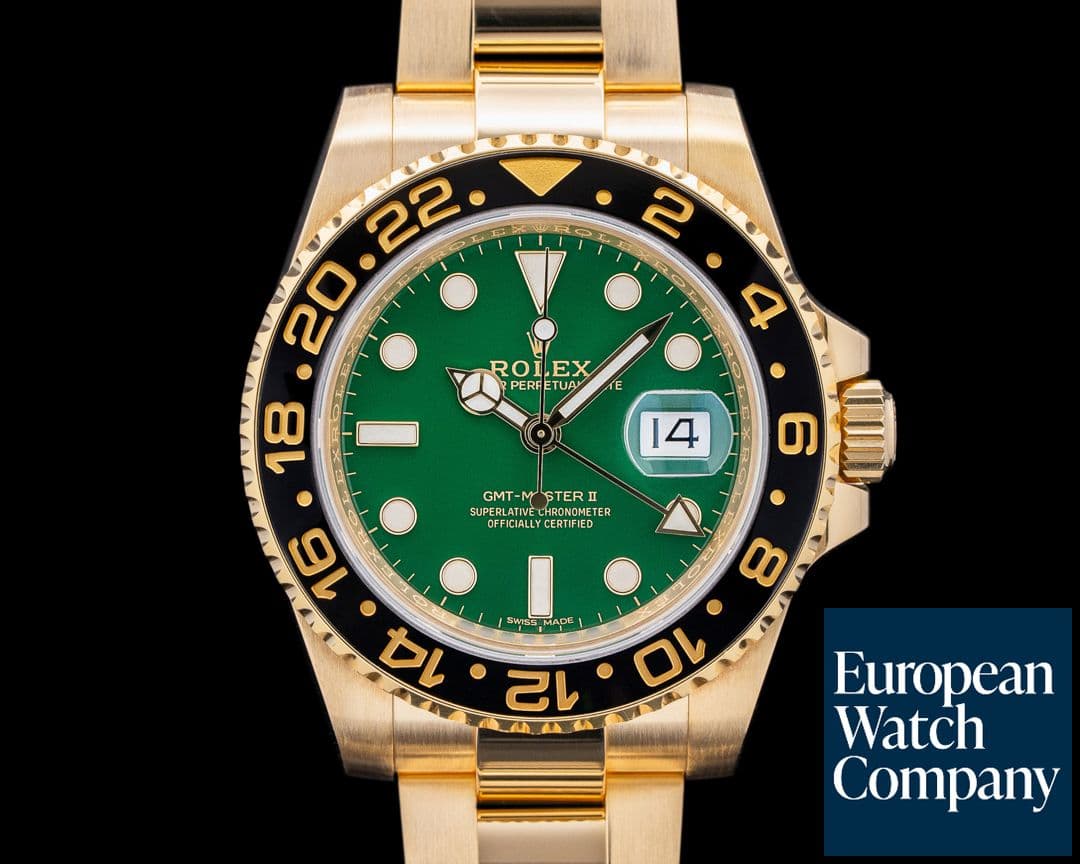 Image of Rolex GMT Master II 116718 Green Dial 18K Yellow Gold